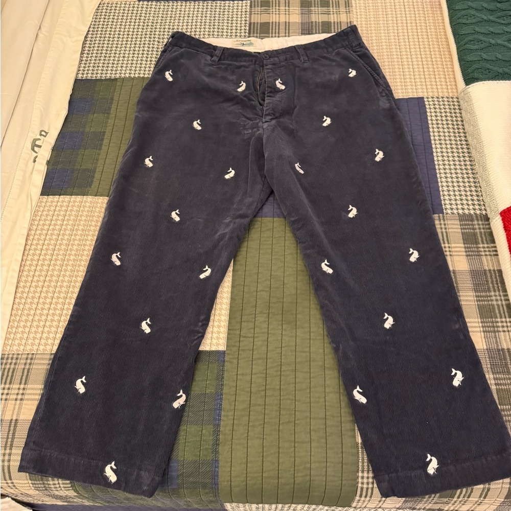 Castaway Navy Blue Dress Pants with White Whale Embroidery